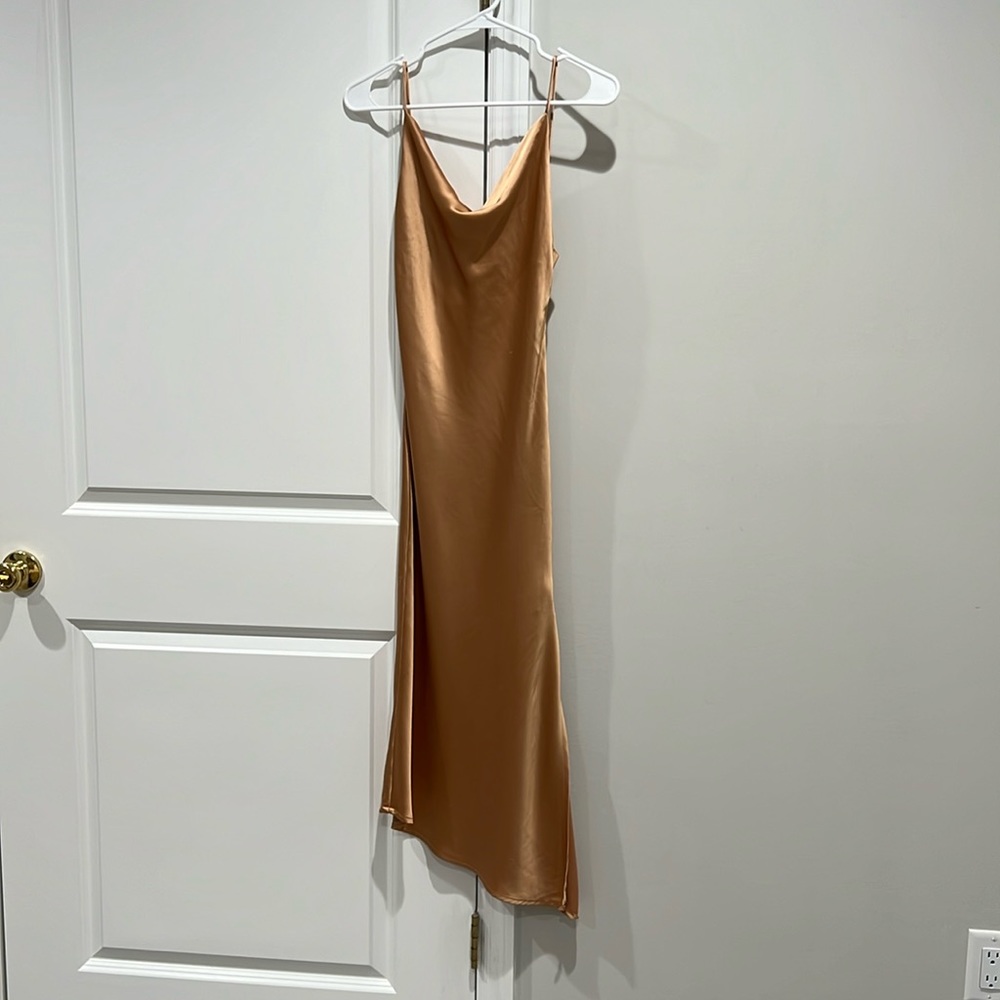 Satin cowl neck dress